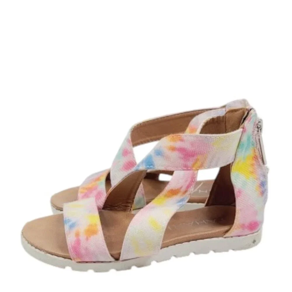 Tahari Girl's Multicolor Rainbow Open Toe Casual‎ Gladiator Sandal Size 10